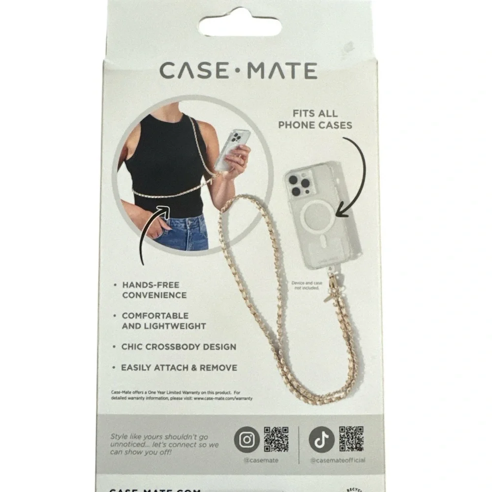 Case-Mate Phone Crossbody with Gold and White Accents